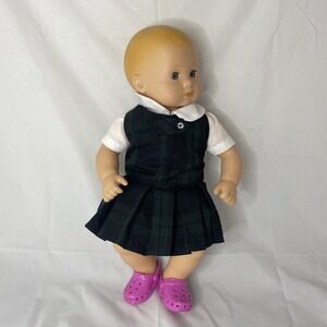 American Girl Bitty Baby Doll Blue Eyes & Molded Blonde Hair in School Uniform